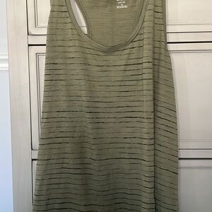 Light Olive Striped Racerback Tank Top - Women
